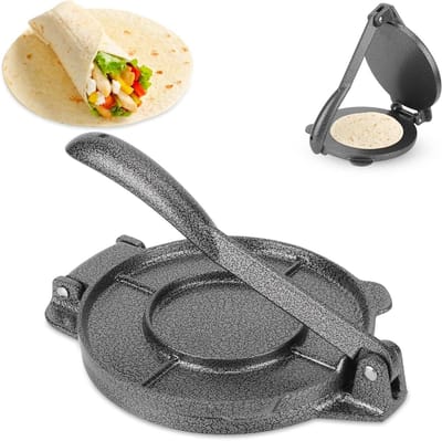 Tortillapers van Gietijzer 6,5 Inch voor Roti en Tortilla's – Duurzame Deegpers met Opvouwbare Handgreep voor Thuisgebruik