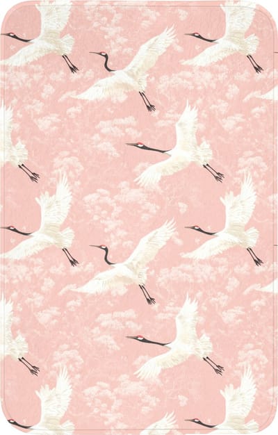WC mat 50x80 cm - Antislip - Kraanvogels - Bloesem - Roze - Toiletmat - Vloermat - Douchemat - Toilet tapijt - Toiletmatten