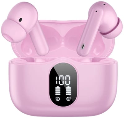 SBG Draadloze Oordopjes - Noise Cancelling - Headset - Bluetooth 5.4 - Earbuds oplaadcase - LED Display - Met Microfoon - Extra dopjes - Roze