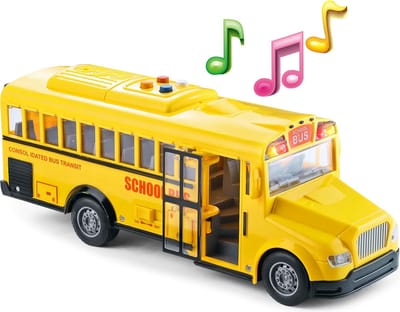 Schoolbus - licht en geluid - frictie - 27.5 cm - 1:16 - speelgoed bus