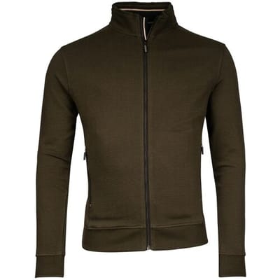 Baileys Vest Uni Color Waffle Texture Interlock Sweat Zip Donker Groen / male