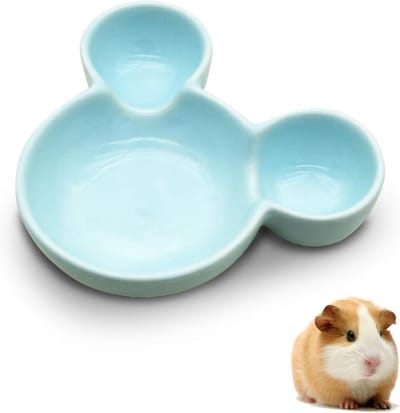 Keramische Voerbak voor Hamsters, Cavia’s en Knaagdieren - Makkelijk Schoon te Maken Blauw
