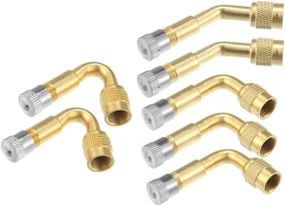 Dailygoods- Bandventielverlengstukken 7 Stuks - 45/90/135 Graden - Gouden Kleur - Duurzaam - Universeel - Metaal - Ventielverlengstuk