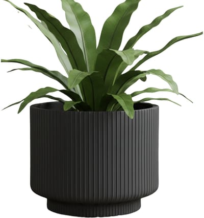 MA'AM Pottery Skye bloempot Japandi zwart - D24xH20 - Moderne luxe ronde plantenbak minimalistisch - Ronde vaas - Buiten Binnen