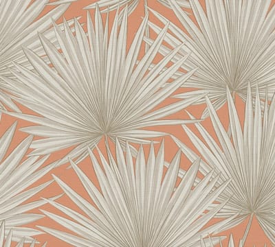 PALMBLADEREN BEHANG | Botanisch - beige crème oranje - A.S. Création Antigua