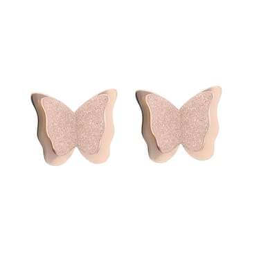 Behave - Vlinder oorknopjes bronskleur glitter - Subtiele sieradenstijl