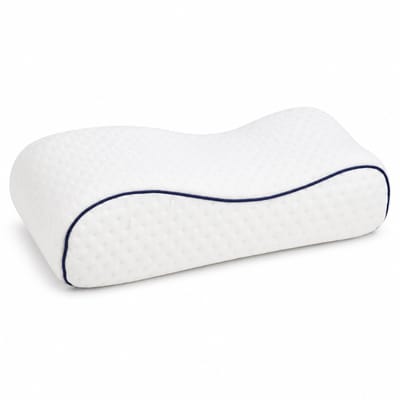 Alkamto Orthopedisch Reiskussen Memory Foam – Ergonomisch Nekkussen 35x30x10 cm – Traagschuim – Wasbare Hoes + Extra Katoenen Hoes – Voor Vliegtuig, Auto, Trein & Camping – Wit