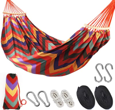 Dubbele Hangmat - Kampeerbed - Buiten Ontspannen - Inclusief Draagtas - 210x150cm - Rood