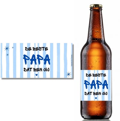 Bieretiket Papa - De Beste Papa Dat Ben Jij - Bierfles Sticker Cadeau
