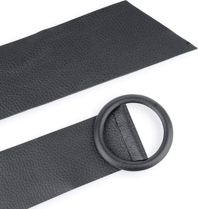 Zwarte Brede Leren Riem Ronde Gesp - Taille Riem - Leer Leder - Brede Dames Riemen Ceinturen - Zwart