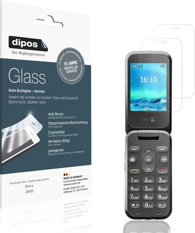 dipos – 2x Pantserfolie geschikt voor Doro 2800 | 9H Screenprotector