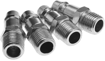 Dailygoods- Slangfitting Verzinkt - Luchtlijn Koppeling - 1/4" BSP Buitendraad - Snelsluiting - 4 Stuks - Totale Lengte 36,7 mm - Luchtfitting