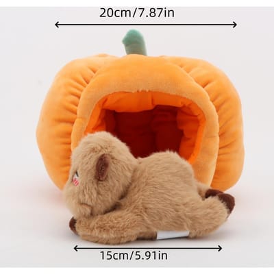 Schattig Omkeerbaar Capybara Pluche Speelgoed 2-in-1 Halloween Knuffeldier Schattig Pompoen Cadeau voor Kinderen 20cm oranje