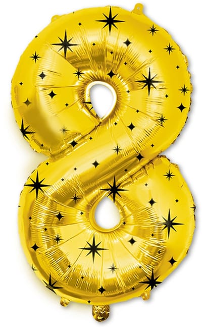 LUQ – Folieballon Cijfer 8 – Goud-Zwart – Verjaardag Decoratie – Cijfer Ballon – Feest Versiering – Helium Geschikt