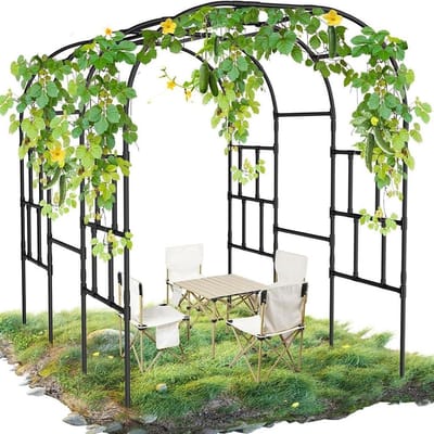 Rozenboog Metaal - Tuinboog Klimplanten - Tuin Decoratie - Roestbestendige Coating - 120/150/180/210cm - Zwart