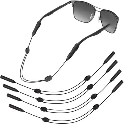 Set van 4 Universele Elastische Siliconen Koorden voor Sportbrillen, Verstelbare en Waterdichte Brillenkoord voor Dames, Heren en Kinderen