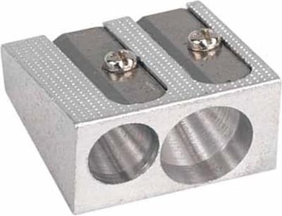 SOHO Puntenslijper Dubbel – Puntenslijper school – Voor kleine en grote potloden – 2,5 x 2,5 cm – Staal – Zilver