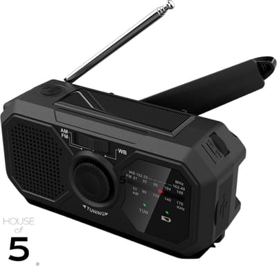 Draagbare noodradio - Powerbank 1200 mAh - Zaklamp - Solar - Sos alarm - Usb-C kabel - Noodpakket - Opwindbare radio - Kunststof - Zwart