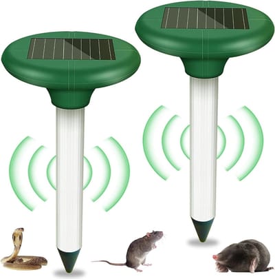 Allecto Plus - Mollenverjager op zonne-energie IP65 waterdicht - Ultrasone mollenverjager - 2 stuks - Geschikt voor tuinen - Effectieve ongediertebestrijding