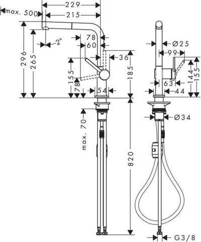 Hansgrohe M54 - Keukenkraan Talis met uittrekbare sproeikop, EcoSmart, mat zwart 72845670