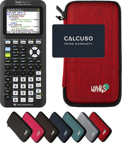 TI-84 Plus Ce -T Python Edition incl. WYNGS Beschermhoes Rood - Grafische Rekenmachine - Basis Pakket