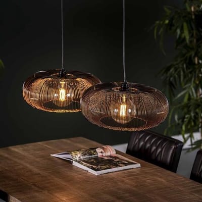 PS-Collection Disk Wire Copper Twist Hanglamp - Ø43cm - Zwart - Metaal - hanglampen eetkamer, hanglamp zwart, hanglampen woonkamer, hanglamp slaapkamer, hanglamp kinderkamer, hanglamp rotan, hanglamp hout, hanglamp industrieel