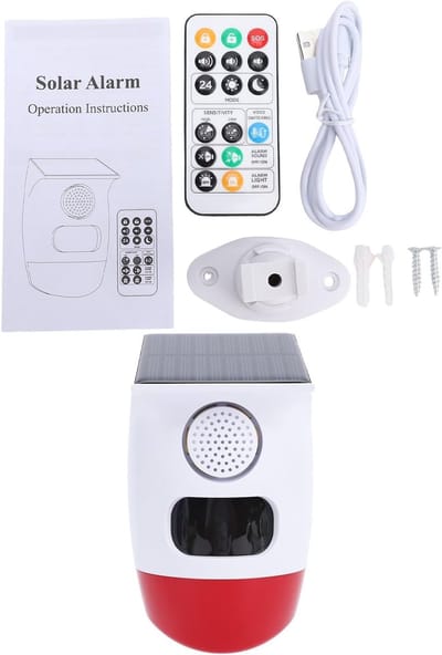 Zonne Alarm Sirene - Bewegingsmelder Geluid - Buiten Beveiliging - 120dB Luid Alarm - 15.98 x 7.98 cm