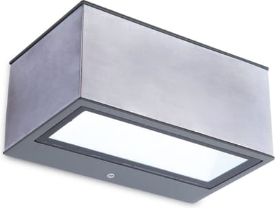 LUTEC Gemini Square Small - Wandlamp voor buiten - Roestvrij staal - Up & Down lichtbundel - LED - 700 Lumen - 10.5W - 4000K wit licht