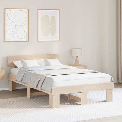 vidaXL - Bedframe - met - hoofdeinde - Naturel - 120 - x - 200 - cm - Massief - grenenhout