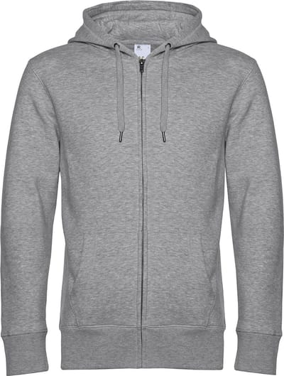 KING Zipped Hooded Sweatshirt B&C Collectie maat L Heather Grijs