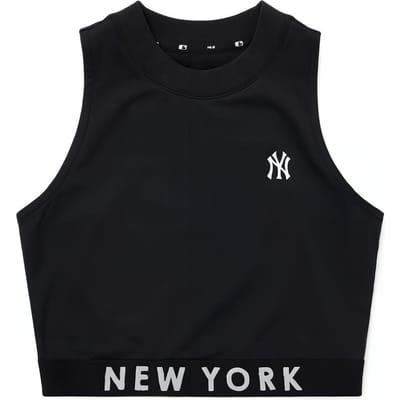 MLB Basic Logo Serie New York Yankees Logo Ronde Hals Mouwloze Top Dames tops Zwart 3FTK08023-50BKS S black