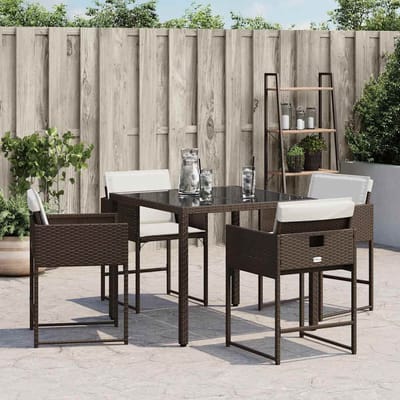 vidaXL - Tuinstoelen - 4 - st - met - kussens - poly - rattan - bruin