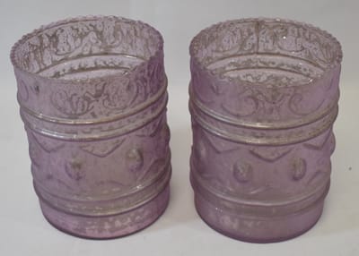 ZoeZo Design - 2 stuks - waxinelichtjeshouder - glas - lila - paars - H 12 x Ø 9 cm