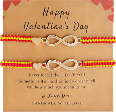 Oneindige Liefde Infinity Charm Paar Armbanden – Rood - Geel – Handgemaakte Armbanden voor Vrouwen en Mannen – Vriendschapsarmband als Geluks- en Cadeausieraad