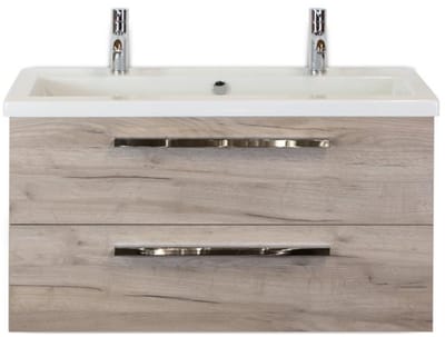 Seville Badmeubelset 100 cm - Craft Oak - Wastafel Djazz 2 Kraangaten