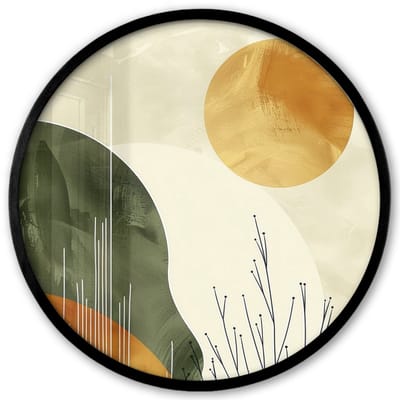 Poster in lijst Rond - Fotolijst 40x40 cm - Posters - Abstract - Landschap - Zon - Kunst - Ronde posterlijst zwart - Decoratie - Wanddecoratie woonkamer - Muurdecoratie slaapkamer