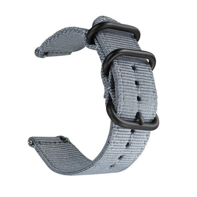 DrPhone SWB1 - Smart Watch Bandje - Roestvrij Staal Gesp - Nylon - 20mm - Grijs