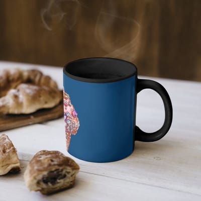 Magische Mok - Foto op Warmte Mokken - Koffiemok - Ijsje - Hoorntje - Steentjes - Blauw - Magic Mok - Beker - 350 ML - Theemok