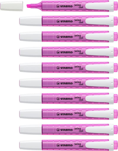 STABILO swing cool - Markeerstift - Perfect Voor Onderweg - Roze - Doos 10 stuks