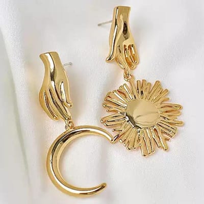 Creatieve handgemaakte zon-maan oorbellen Bohemian stijl dames oorbellen Dames bruiloft oorbellen goud