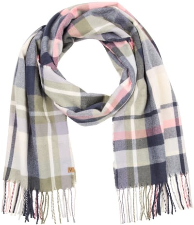 camel active Geruite sjaal met franjes - Maat womenswear-OS - Middernachtblauw