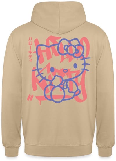 Hello Kitty Met Graffiti-Stijl Lettertype Hoodie Unisex