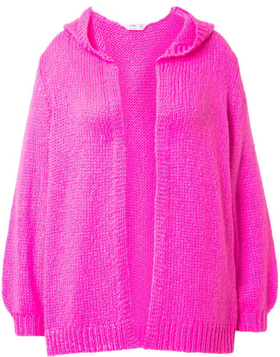 Angel of Style - Dames - Gebreid jasje met capuchon Straight Fit - Neon bes - Maat 46+