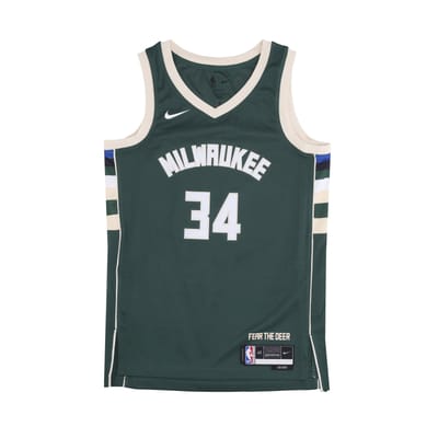 Basketbaltanktop voor heren Nba Icon Edition 22 Dri-fit Swingman Jersey nr. 34 Giannis Antetokounmpo Milbuc Fir