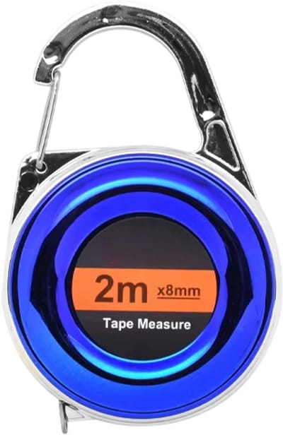 Mini Rolmaat Sleutelhanger 2m - Compacte Stalen Meetlint - Meetband – Multifunctionele Meetlat Cadeau - Blauw