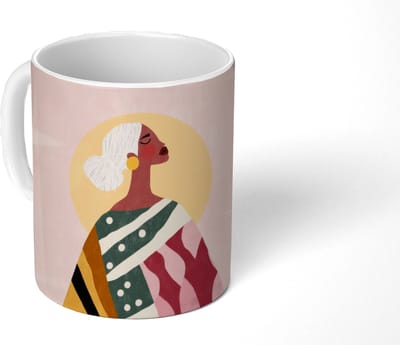 Mok - Koffiemok - Vrouw - Zon - Kleurrijk - Mokken - 350 ML - Beker - Koffiemokken - Theemok