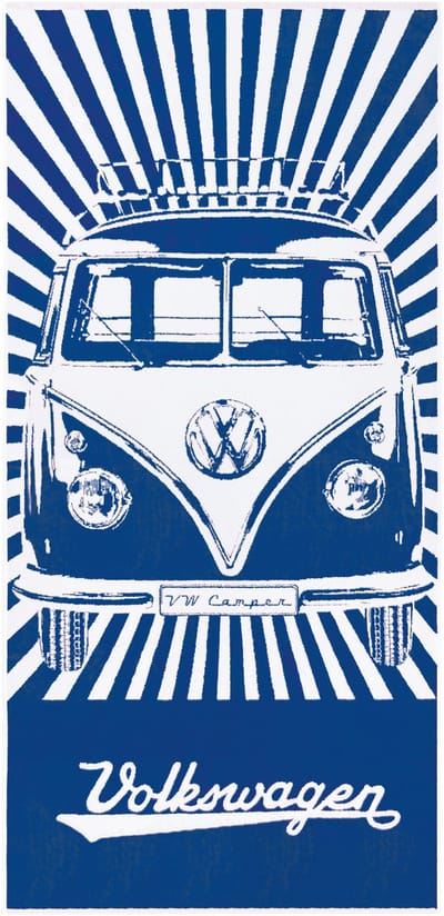 BRISA VW Collection - Volkswagen T1 Bus zachte & stijlvolle handdoek, 50 x 100 cm - blauw