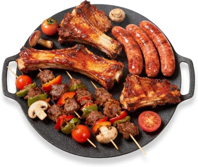 Ronde Premium BBQ Grillpan voor Gasfornuis - Antiaanbakplaat voor Binnen, Buiten en Kamperen (25 cm)