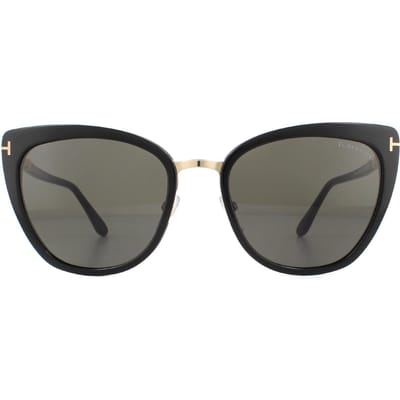 Tom Ford Zonnebril Simona FT0717 01A Glanzend Zwart Roos Goud Smoke Grijs