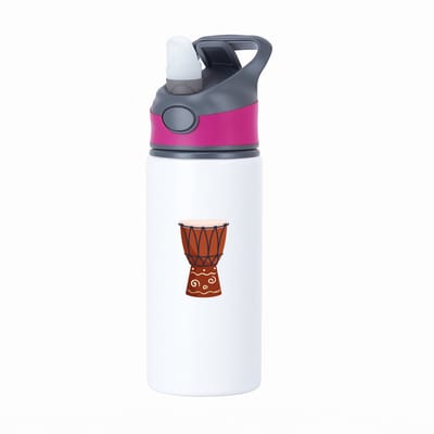 Hacebo® - Trommel waterfles met rietje roze - Drum - Muzikanten - muziek - muzikant - slaginstrument - water fles - 650ML